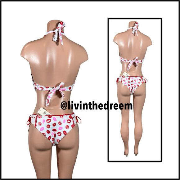 Beach Bunny Lips of an Angel Push Up Top and Skimpy Bottoms SZ M $226 - Picture 8 of 14